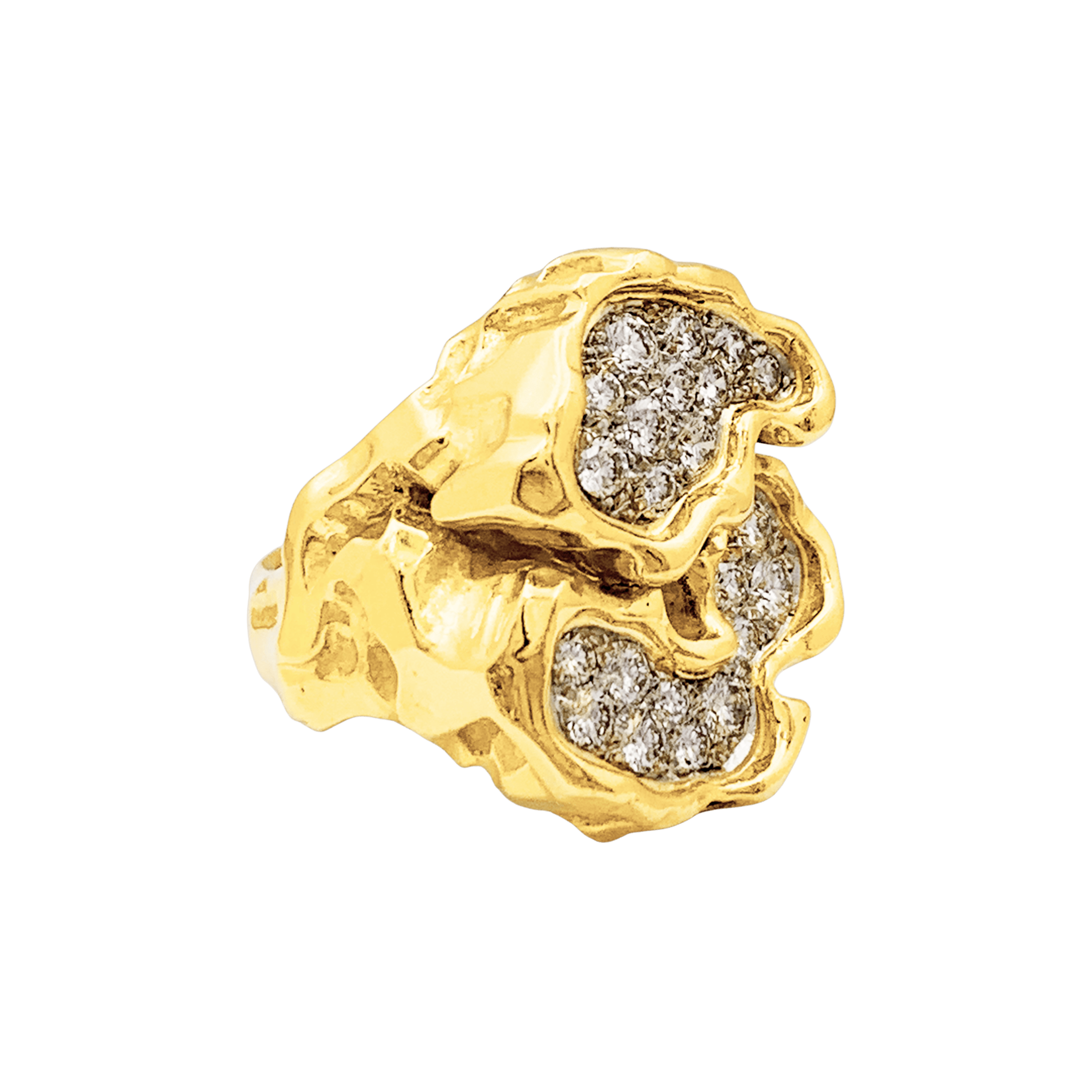 Bague vintage, or jaune, platine, diamants.