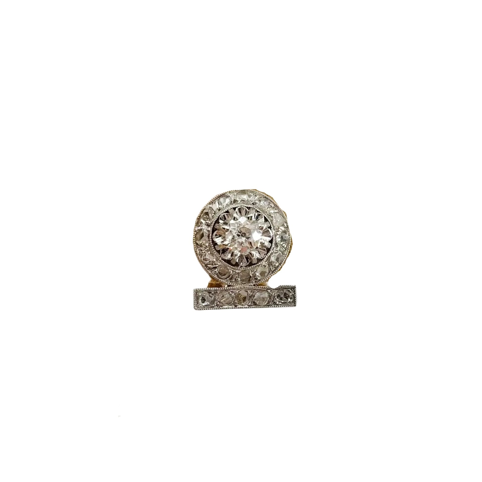 Art Deco Clip-On Earrings in Platinum, Yellow Gold, and Diamonds
