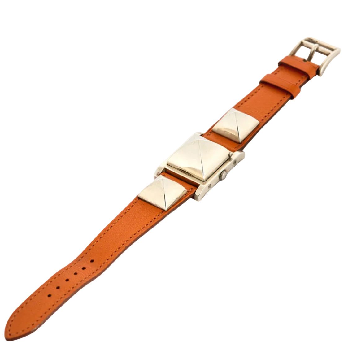Watch Hermès "Medor" - Orange leather and silver