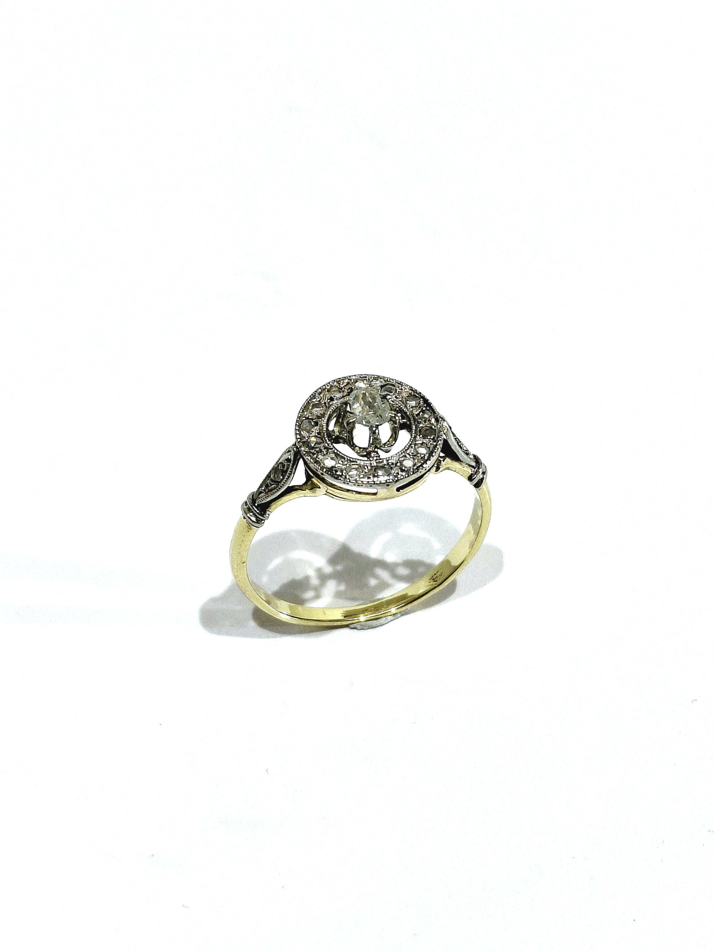 Yellow Gold and Diamond Target Ring