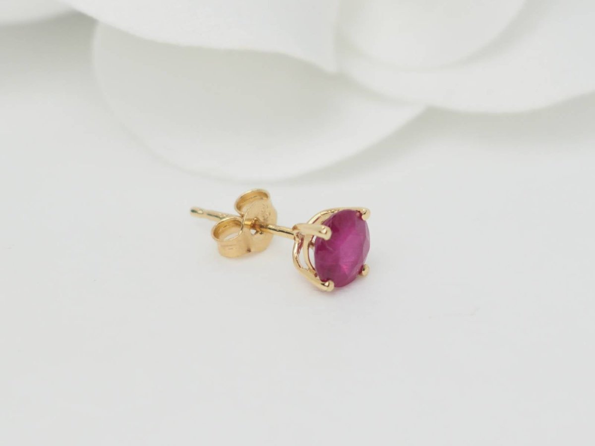 Yellow Gold and Ruby Stud Earrings
