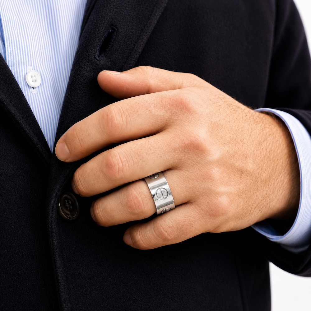 CARTIER "Love" White Gold Bangle Ring