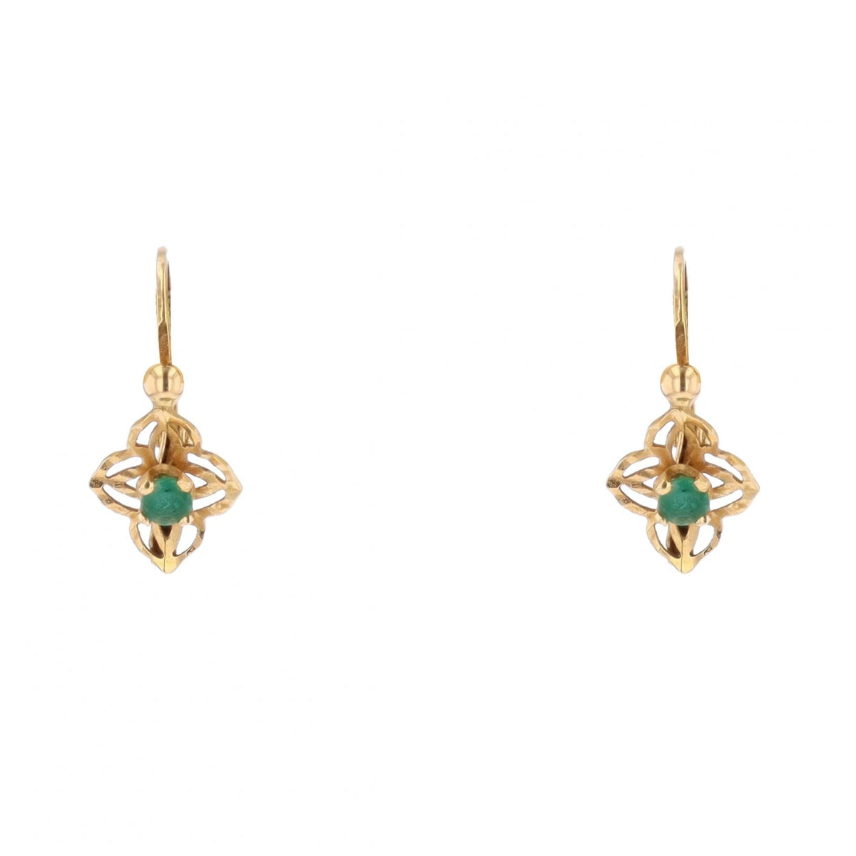 Yellow Gold and Emerald Lever-back Earrings