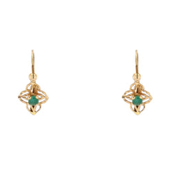 Yellow Gold and Emerald Lever-back Earrings