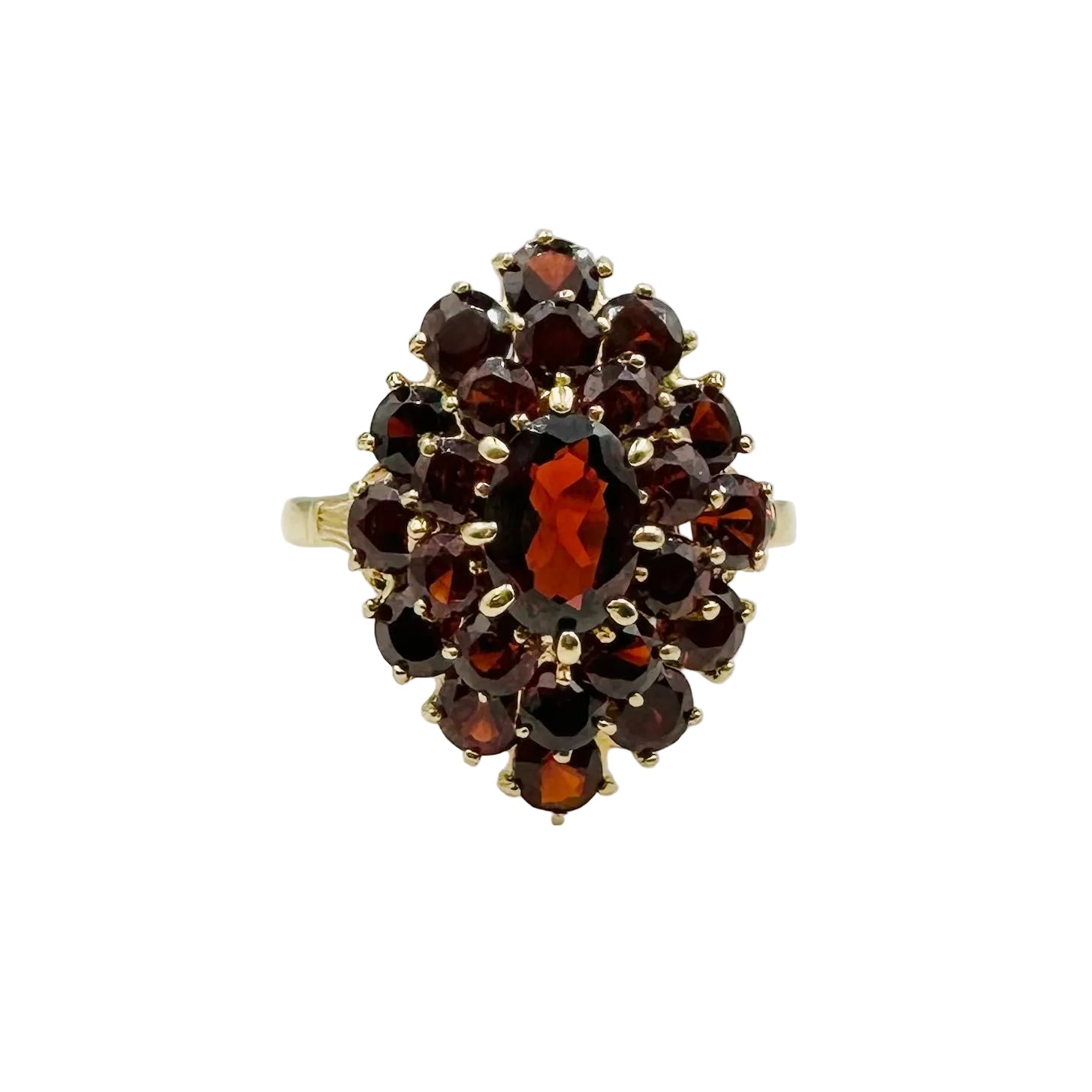 Ring Marquise in yellow gold and garnet