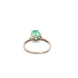 White Gold and Emerald Solitaire Ring