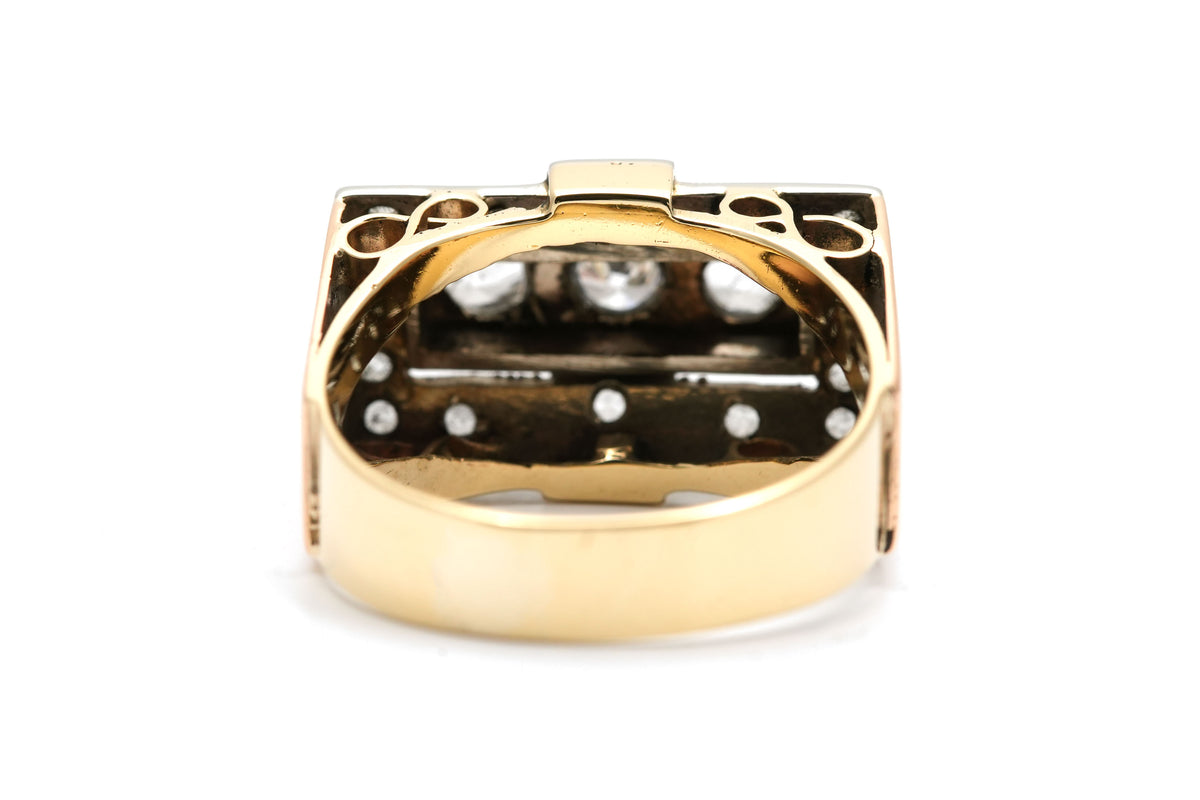 Bague Tank en or jaune et saphirs