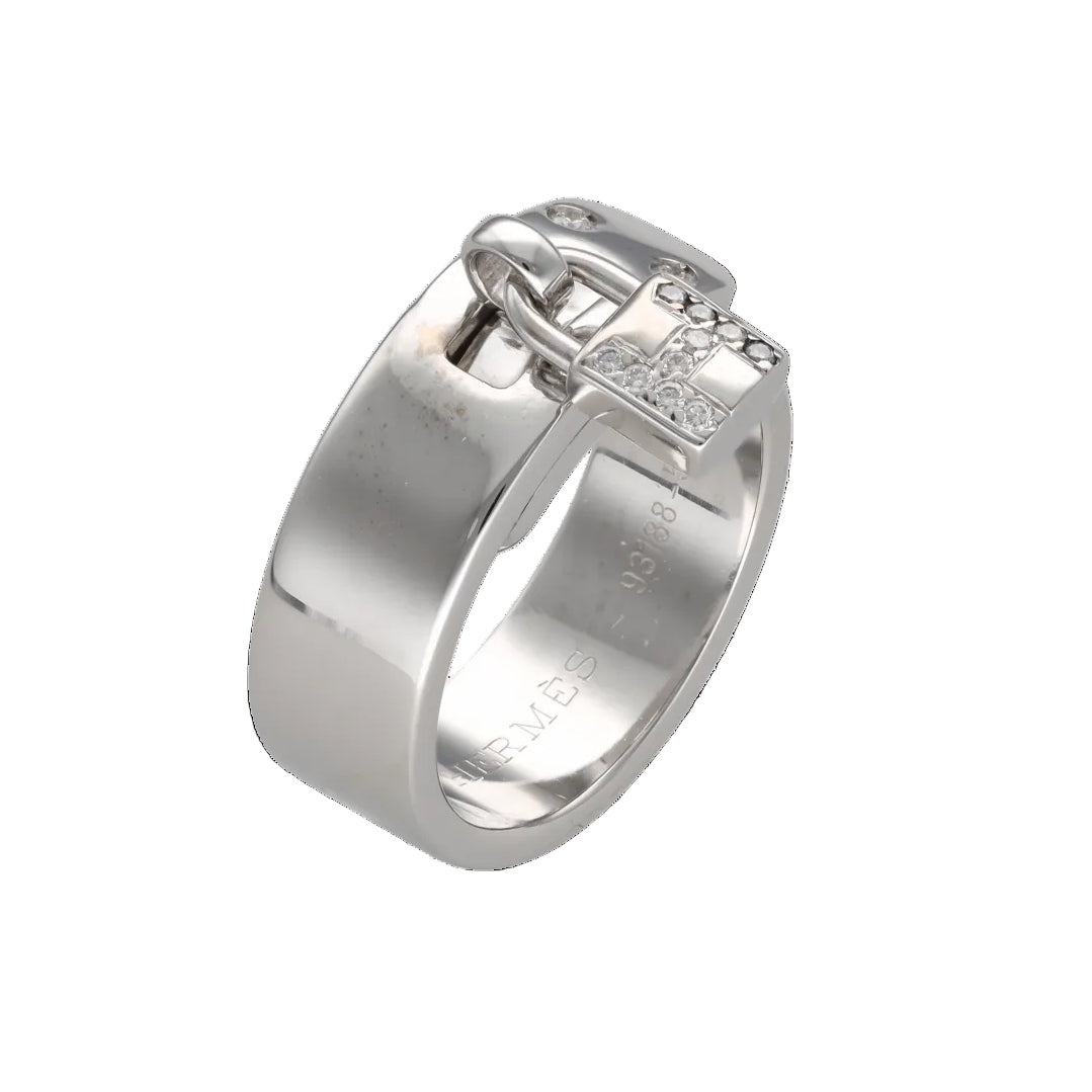 HERMÈS "Kelly" Ring in White Gold and Diamonds