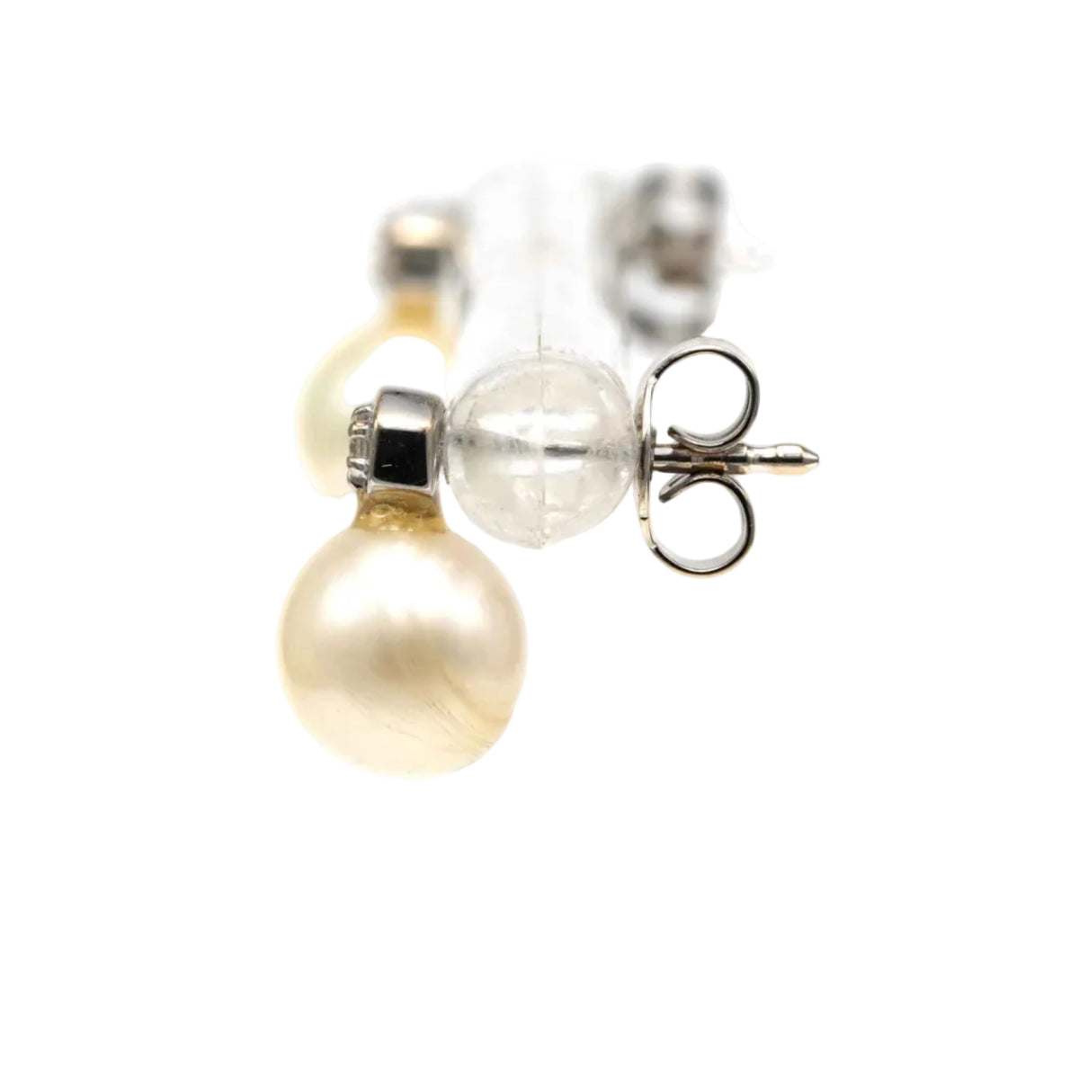 White Gold Earrings with Pearls and Diamonds