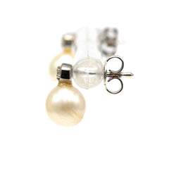 White Gold Earrings with Pearls and Diamonds