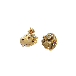 Yellow Gold Earrings with Rubies and Diamonds
