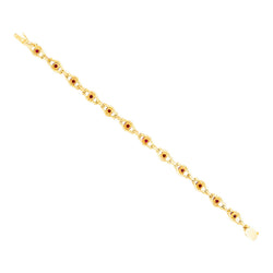 Yellow Gold Link Bracelet with Rubies and Diamonds