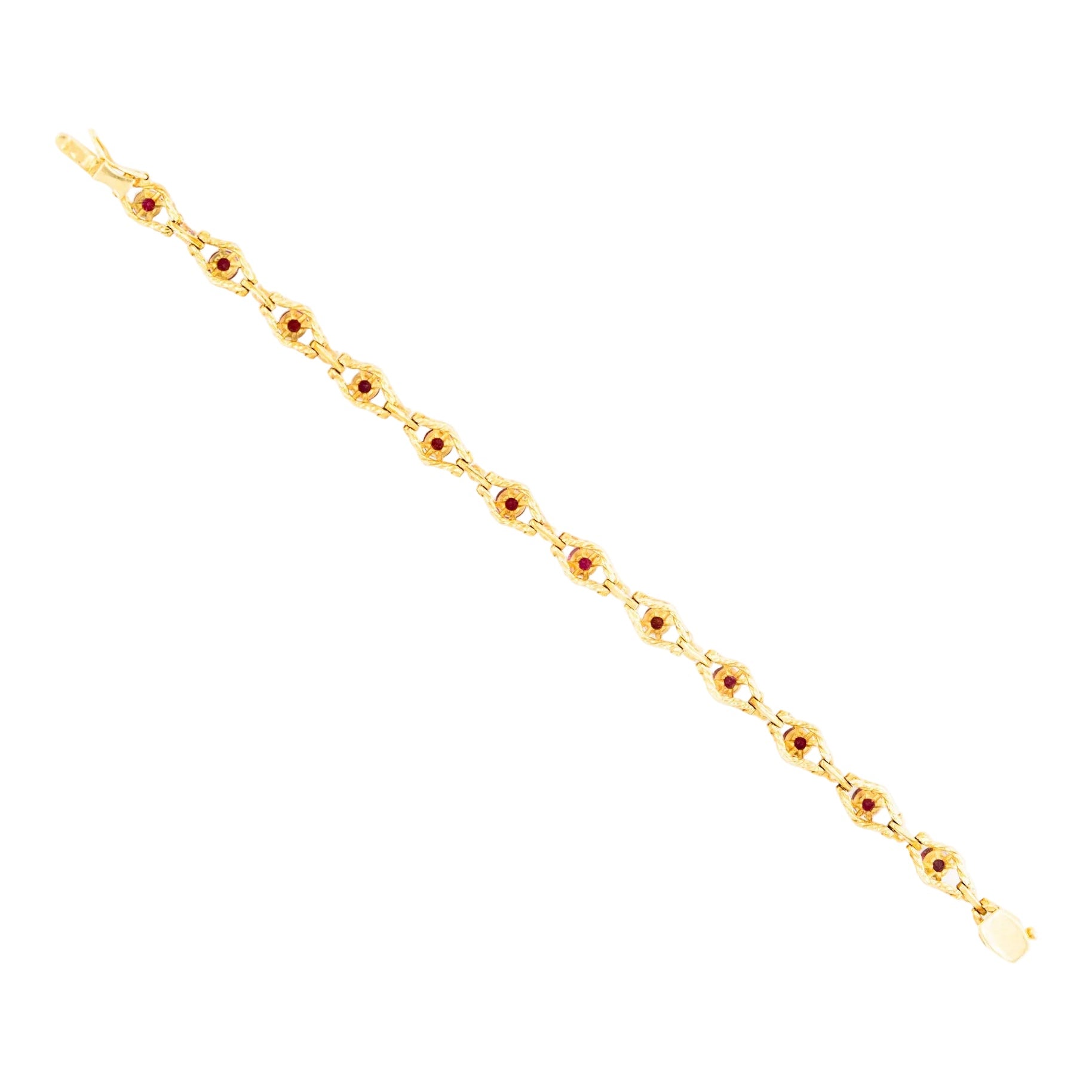 Yellow Gold Link Bracelet with Rubies and Diamonds