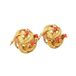 Yellow Gold and Coral Clip-On Earrings