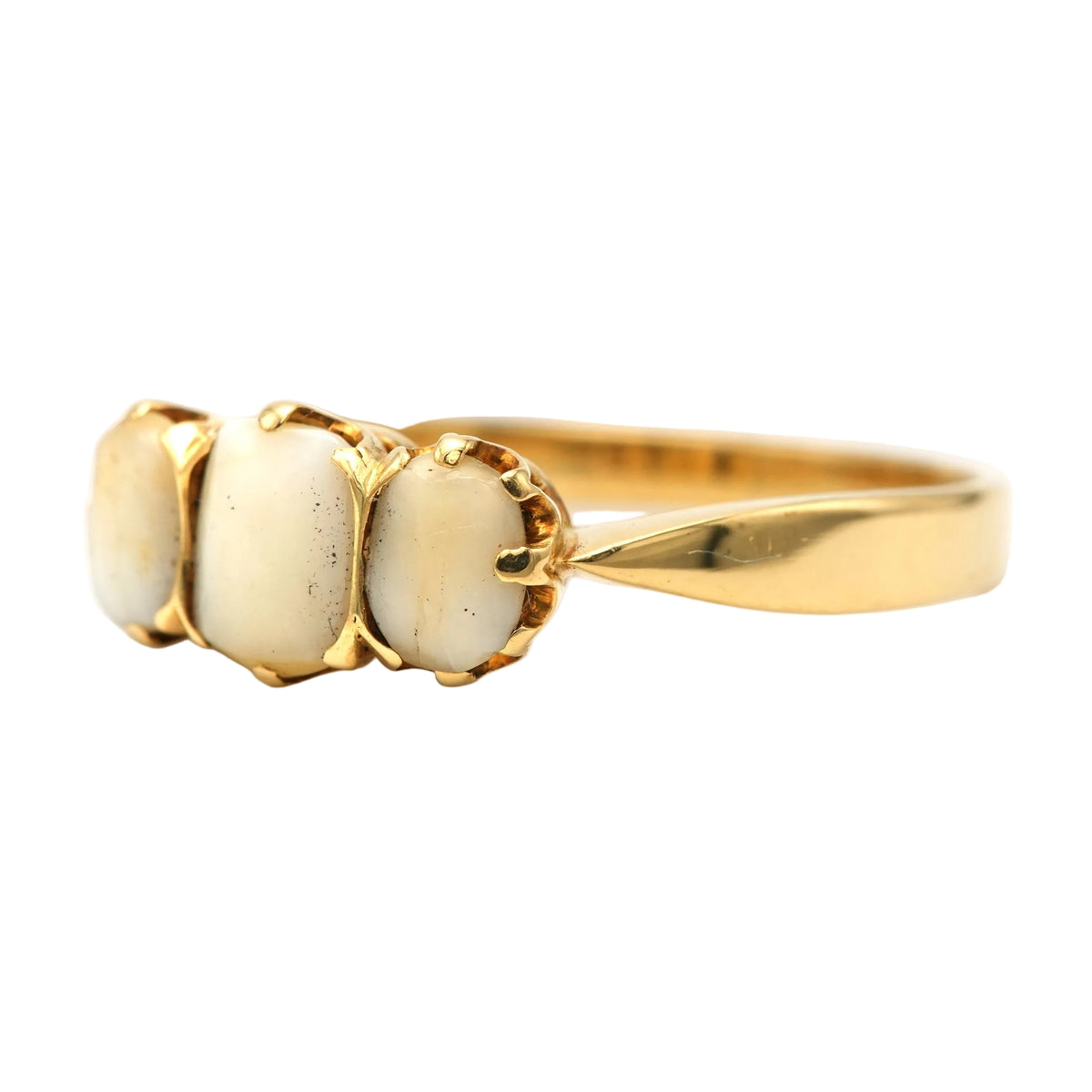 Trilogy Ring in Yellow Gold and Teeth