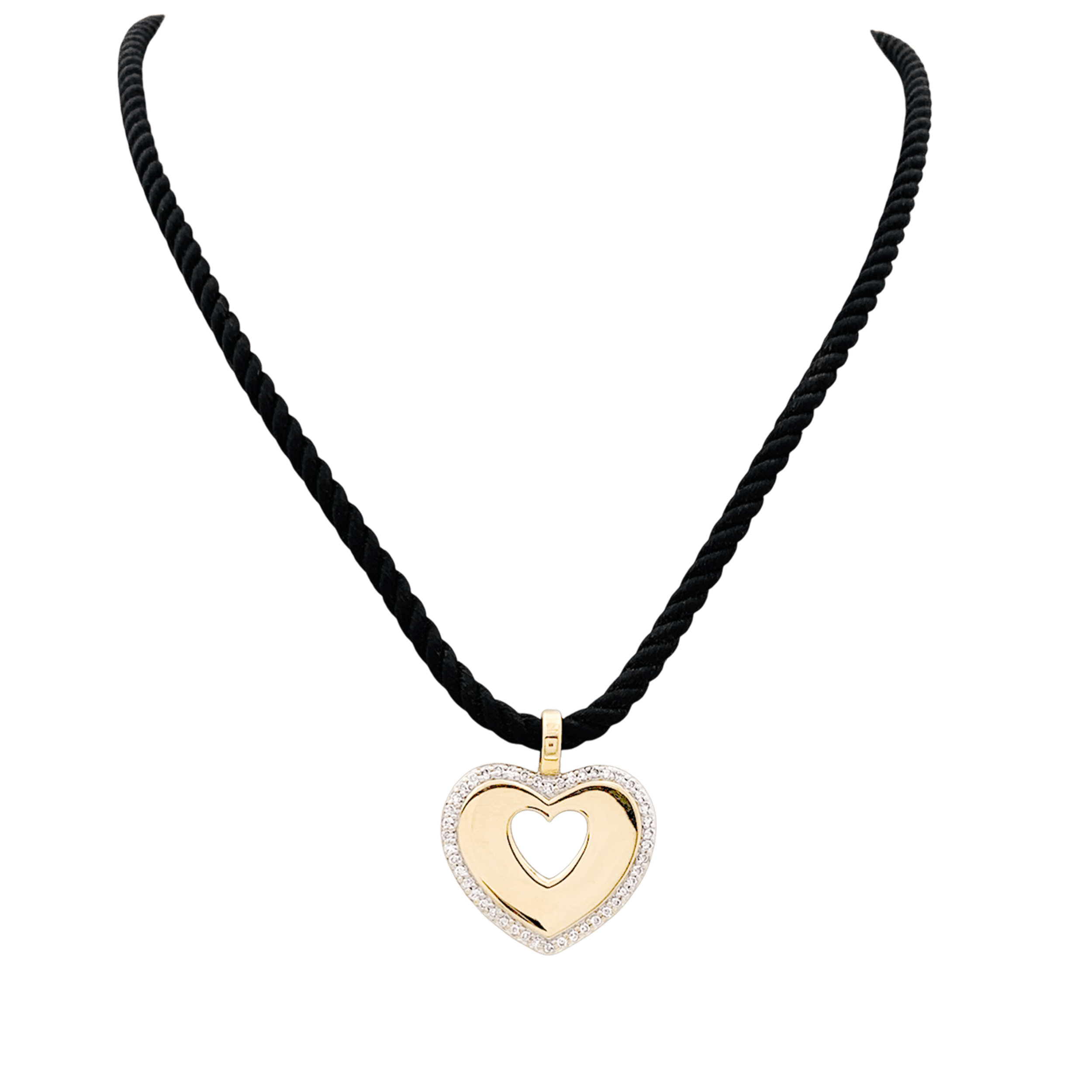 Pendentif Poiray "Coeur Secret" en deux tons d'ors et diamants.
