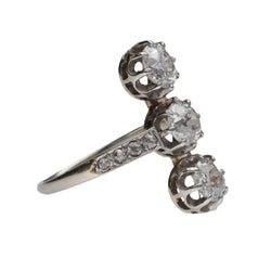 Bague 1930 en or 18k et platine avec diamants taille ancienne vers 1930. Taille 55. - Castafiore