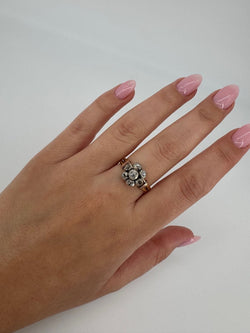 Bague 19eme or jaune 750 et 7 diamants tailles anciennes 0.50 carats total - Castafiore