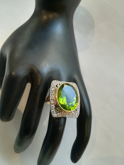 Bague 2 Ors Péridot Diamants - Castafiore