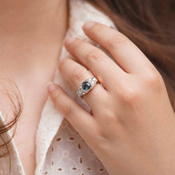 Bague 1940 saphir vert en or 18k et platine