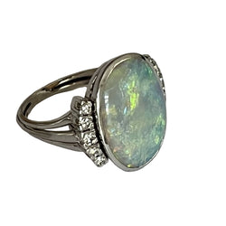 Bague ADAMEK Opale en or gris et diamants - Castafiore