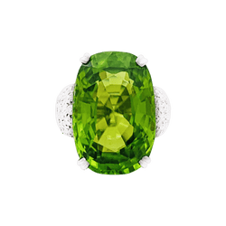 Bague ADLER en or blanc, péridot et diamants - Castafiore