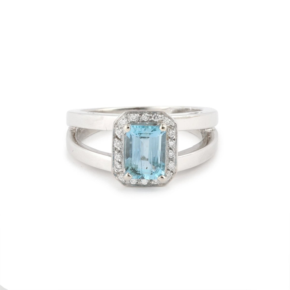 Bague Aigue - Marine en or blanc et diamants - Castafiore
