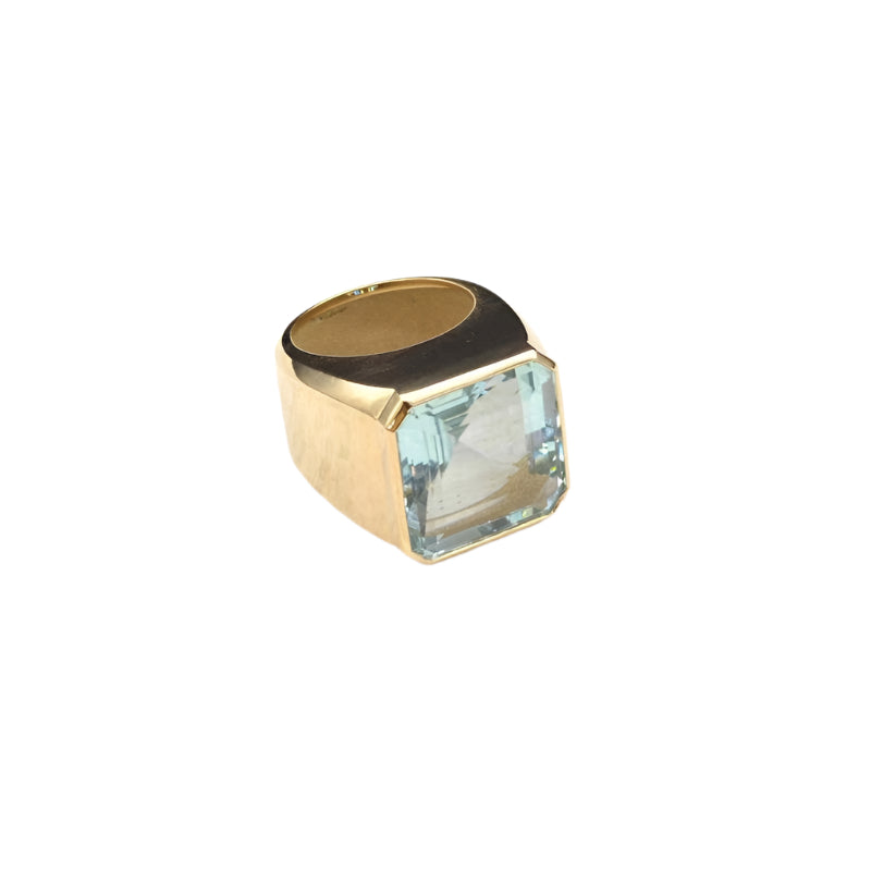 Bague aigue-marine en or jaune 18k - Castafiore