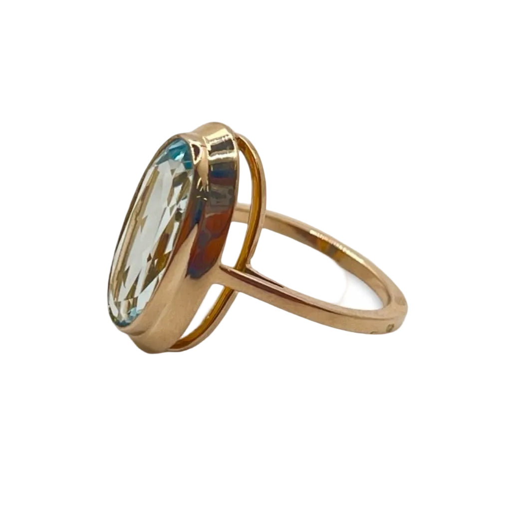 Bague Aigue - marine en or rose - Castafiore