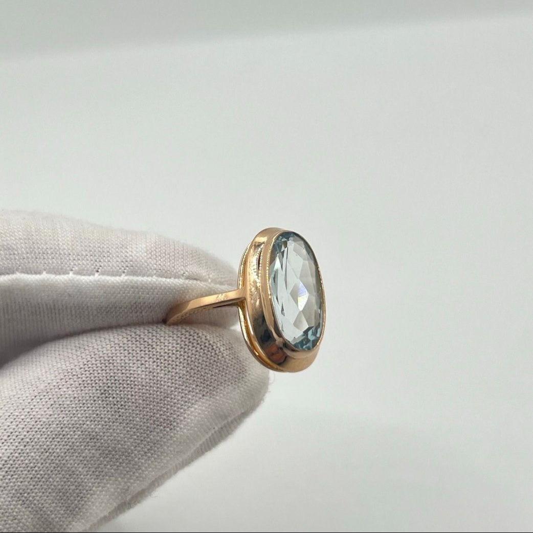 Bague Aigue - marine en or rose - Castafiore