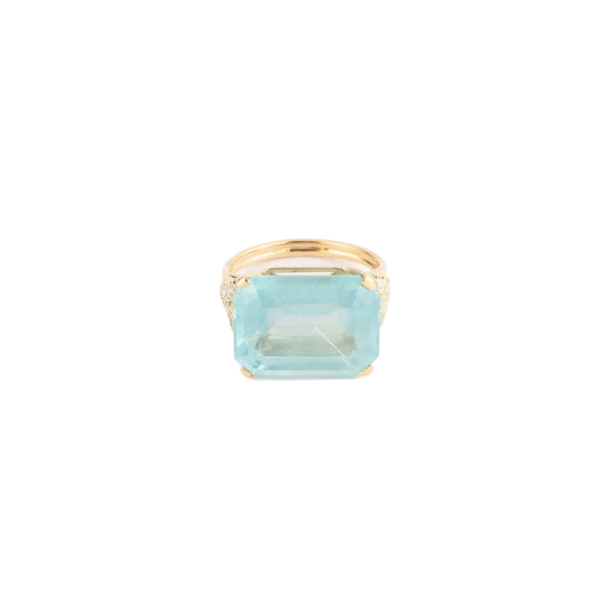 Bague aigue marine lactée et diamant sur or jaune - Castafiore