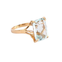 Bague Aigue - marine rectangle en or jaune - Castafiore