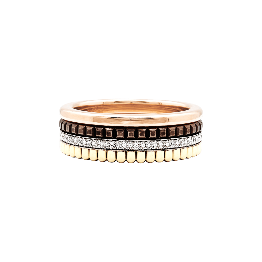 Ring Boucheron, "Quatre Classique Small", three-tone gold, brown PVD and diamonds.