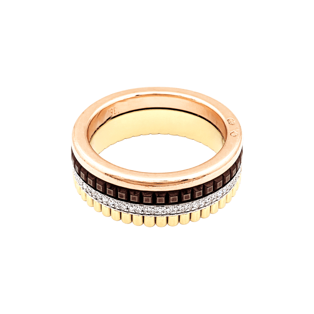 Ring Boucheron, "Quatre Classique Small", three-tone gold, brown PVD and diamonds.