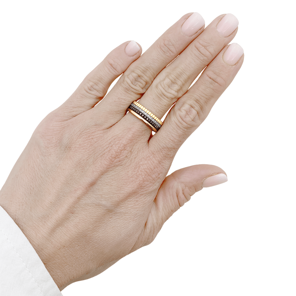 Ring Boucheron, "Quatre Classique Small", three-tone gold, brown PVD and diamonds.