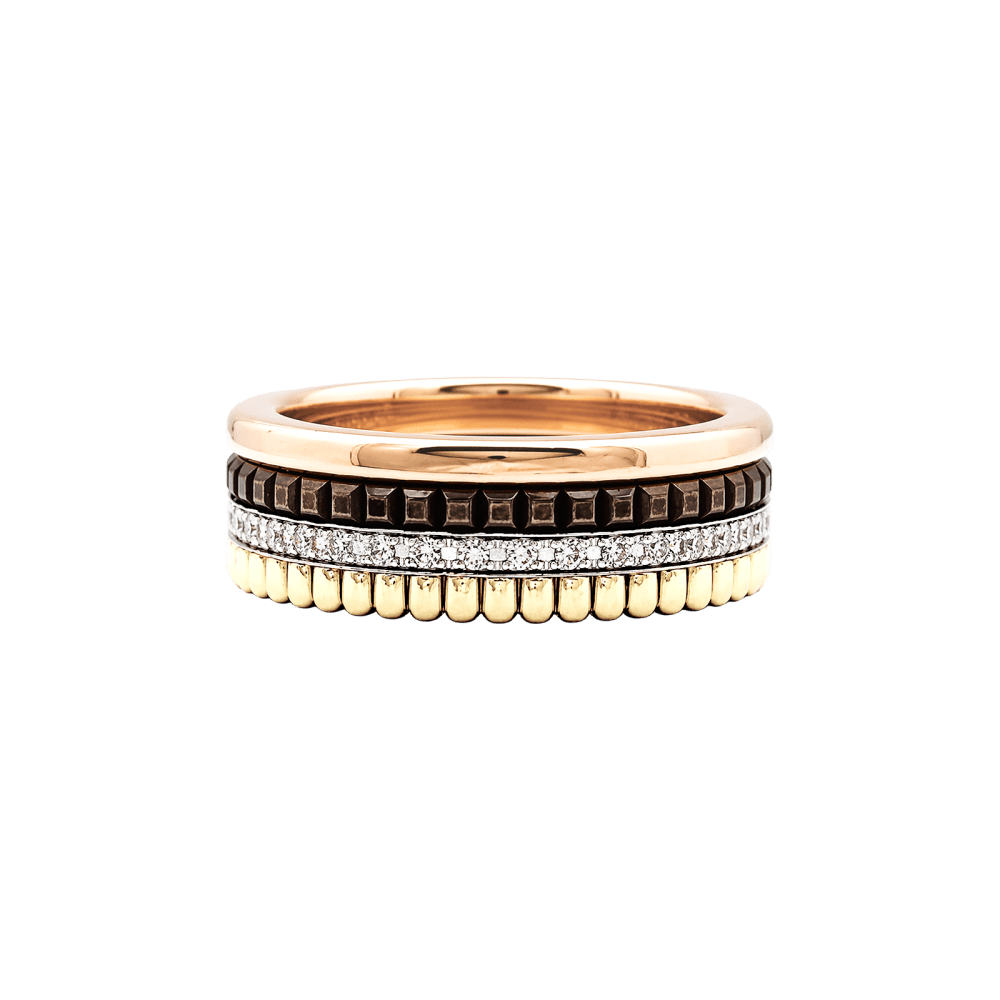 Ring Boucheron, "Quatre Classique Small", three-tone gold, brown PVD and diamonds.