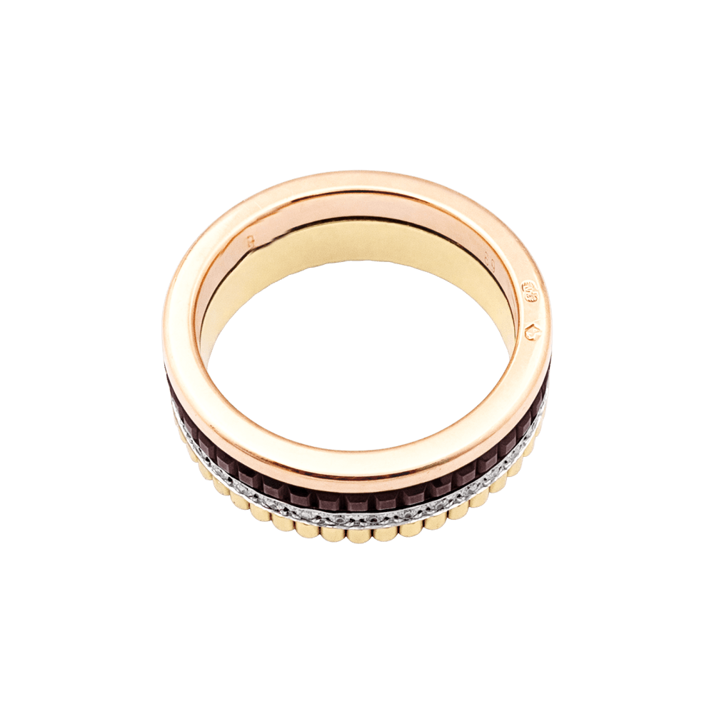 Ring Boucheron, "Quatre Classique Small", three-tone gold, brown PVD and diamonds.