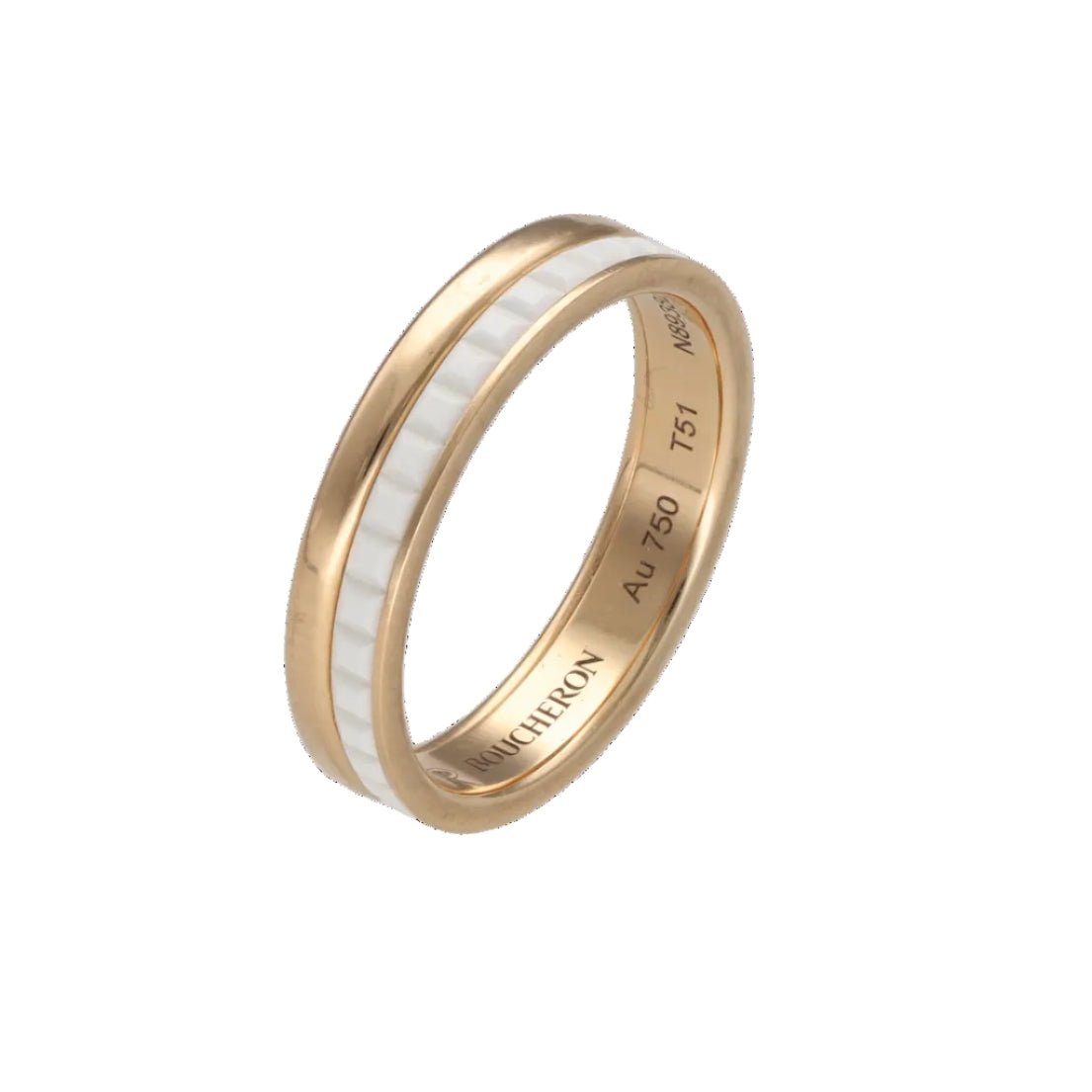 Ring Boucheron Quatre - 18k pink gold - White ceramic - Size 51