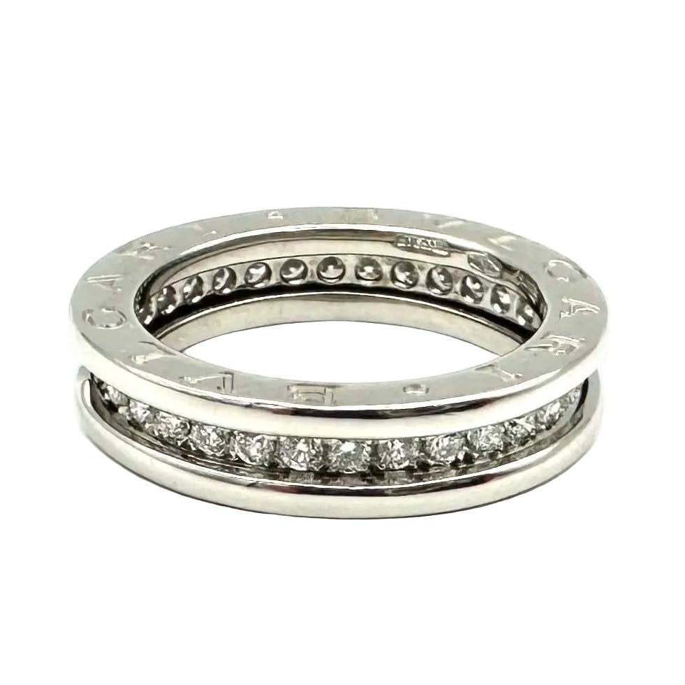 Bague Alliance BULGARI "B.Zéro1" en or blanc et diamants - Castafiore