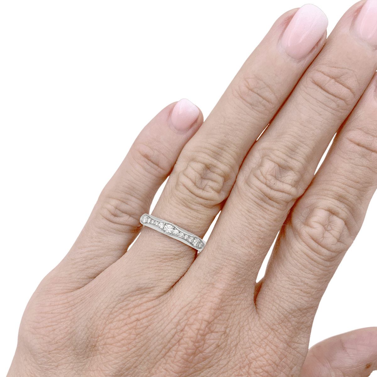Bague Alliance BULGARI "Infinito" en platine et diamants - Castafiore