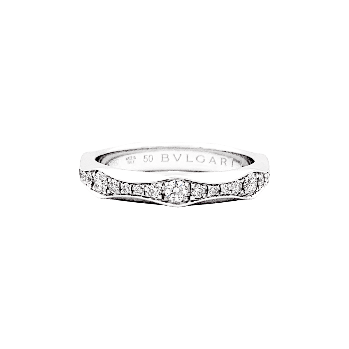 Bague Alliance BULGARI "Infinito" en platine et diamants - Castafiore