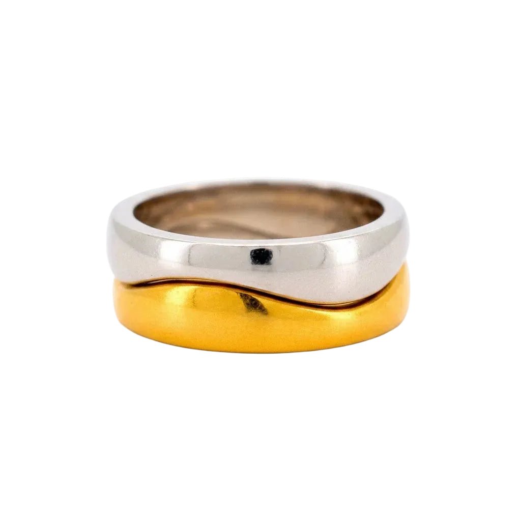 Bague Alliance CARTIER "Nouvelle Vague" en or blanc et or jaune - Castafiore