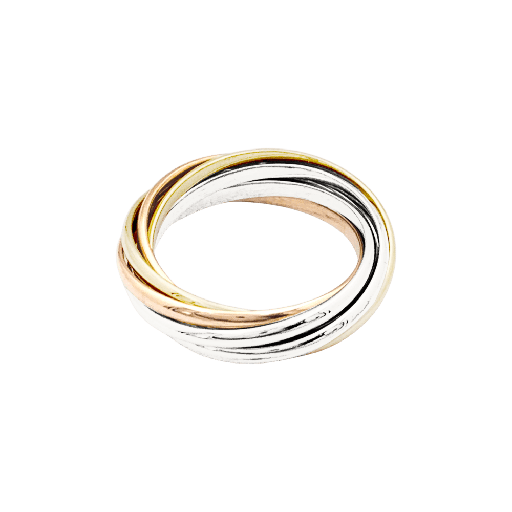 Bague Alliance CARTIER "Trinity 7 anneaux" en or blanc, or jaune et or rose - Castafiore