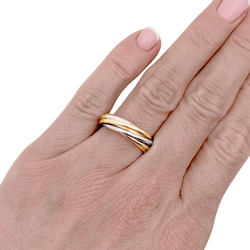 Bague Alliance CARTIER "Trinity 7 anneaux" en or blanc, or jaune et or rose - Castafiore