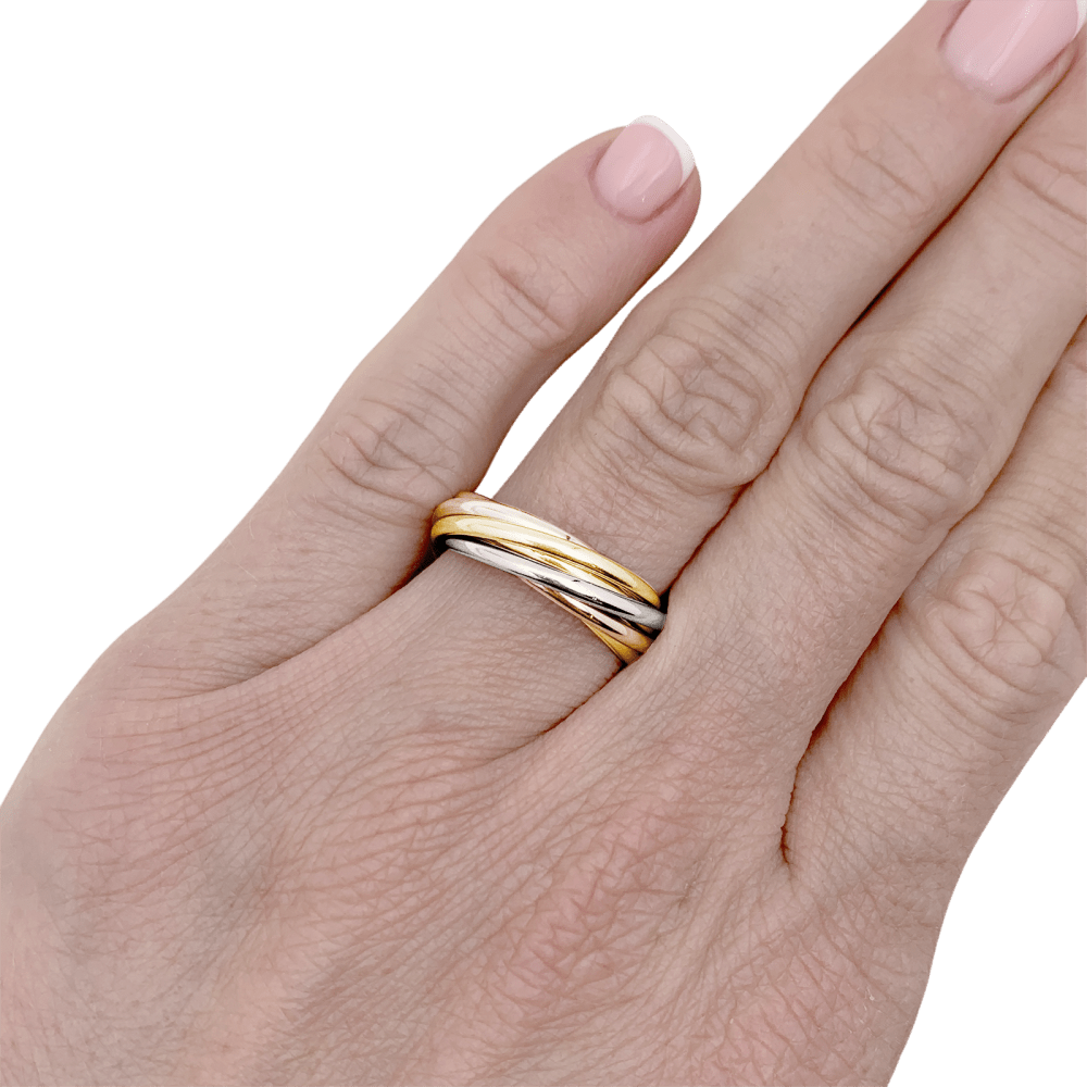 Bague Alliance CARTIER "Trinity 7 anneaux" en or blanc, or jaune et or rose - Castafiore