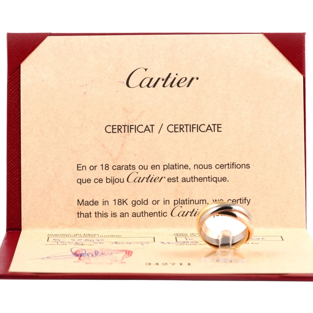 Bague Alliance CARTIER "Trinity" en or blanc, or jaune et or rose - Castafiore
