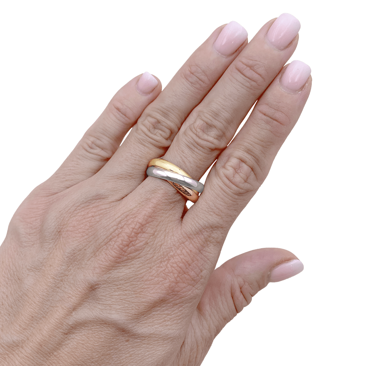 Bague Alliance CARTIER "Trinity » en or blanc, or jaune et or rose - Castafiore