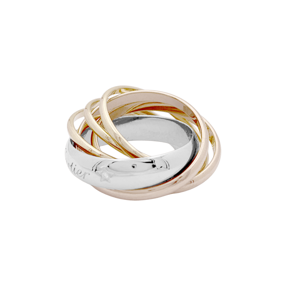 Bague Alliance CARTIER "Trinity" en or blanc, or jaune, or rose et diamant - Castafiore