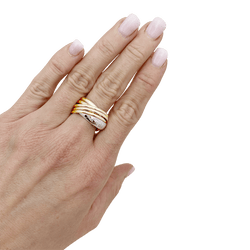 Bague Alliance CARTIER "Trinity" en or blanc, or jaune, or rose et diamant - Castafiore