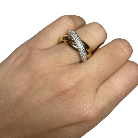Bague Alliance CARTIER "Trinity" en or blanc, or jaune, or rose et diamants - Castafiore